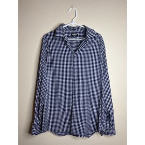 Express blue and white plaid long-sleeve button-down shirt Size XL